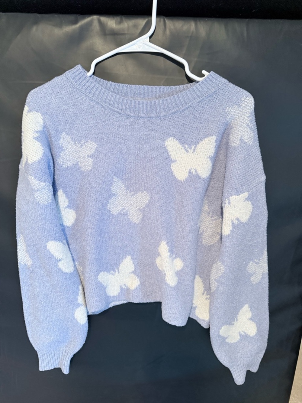 Pink Rose Lavender Butterfly Knit Sweater - Kids